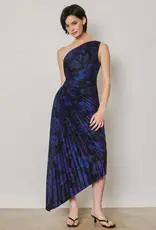 Dress Forum Floral One Shoulder Pleated Dress