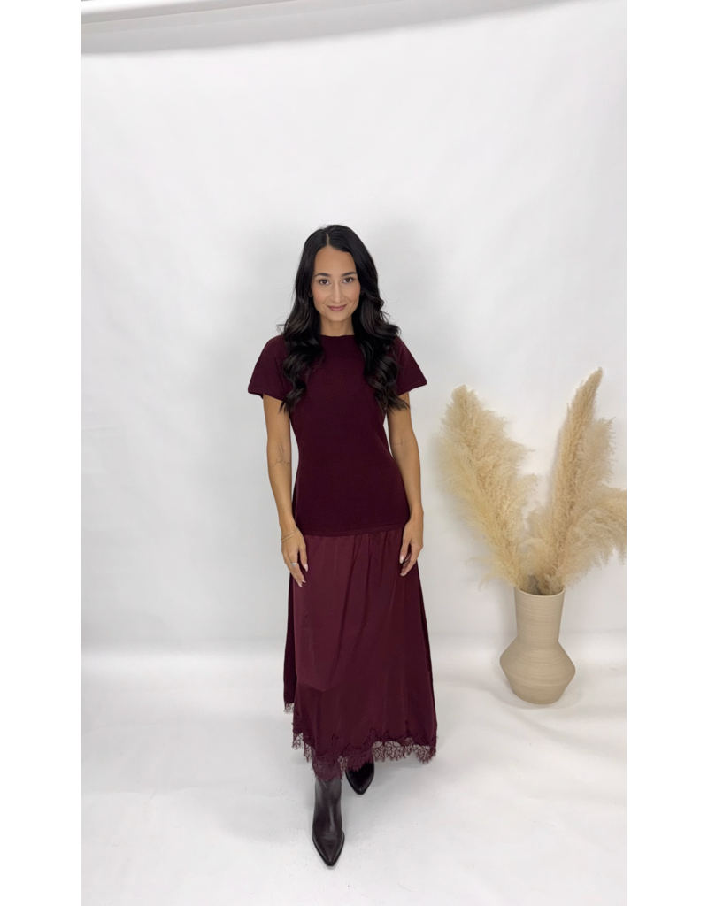 bp Ava Hem Lace Trim Midi Dress