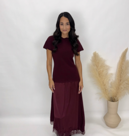 bp Ava Hem Lace Trim Midi Dress