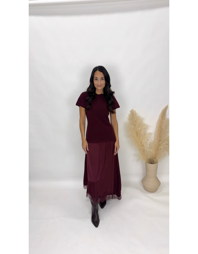 bp Ava Hem Lace Trim Midi Dress