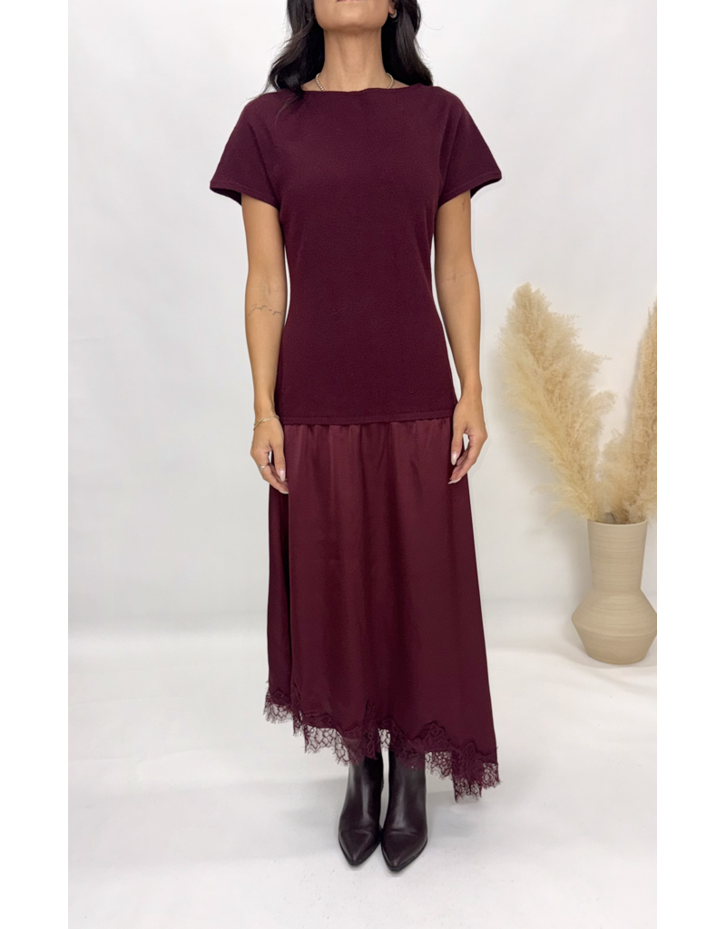 bp Ava Hem Lace Trim Midi Dress