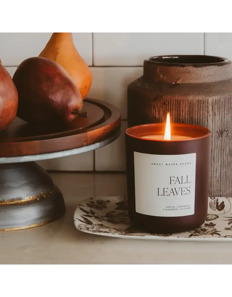 Sweet Water Decor Fall Leaves 15 oz Soy Candle, Matte Jar - Fall Decor