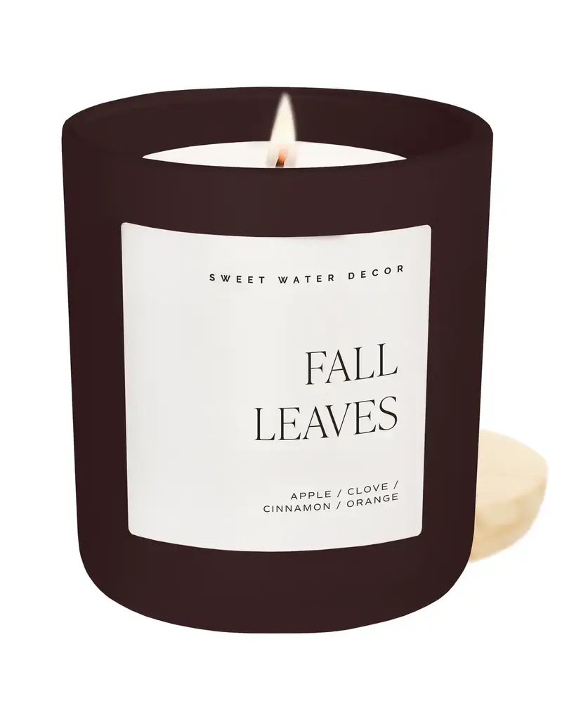 Sweet Water Decor Fall Leaves 15 oz Soy Candle, Matte Jar - Fall Decor