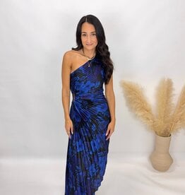 Dress Forum Floral One Shoulder Pleated Dress