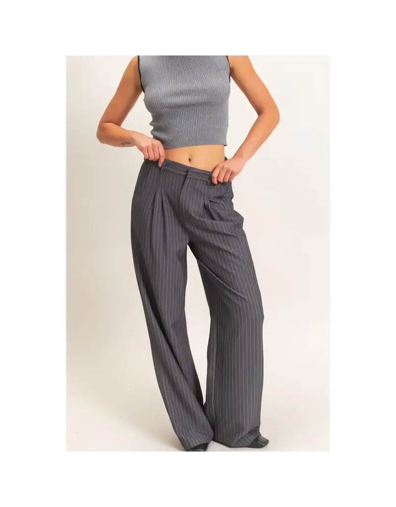hf Pinstripe Wide Leg Trousers