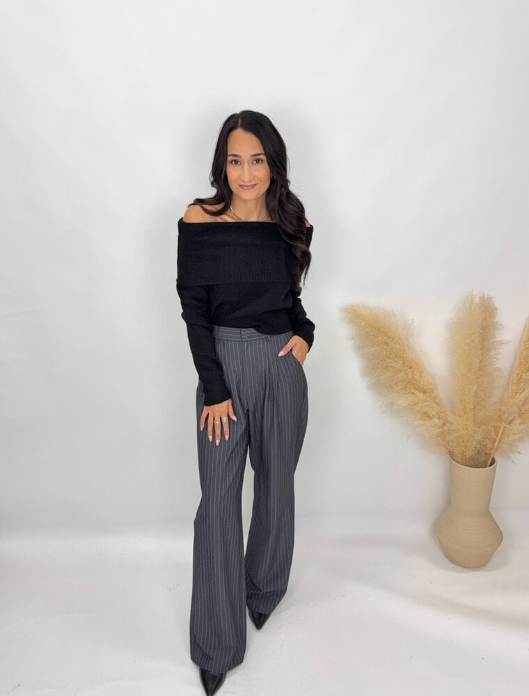 hf Pinstripe Wide Leg Trousers