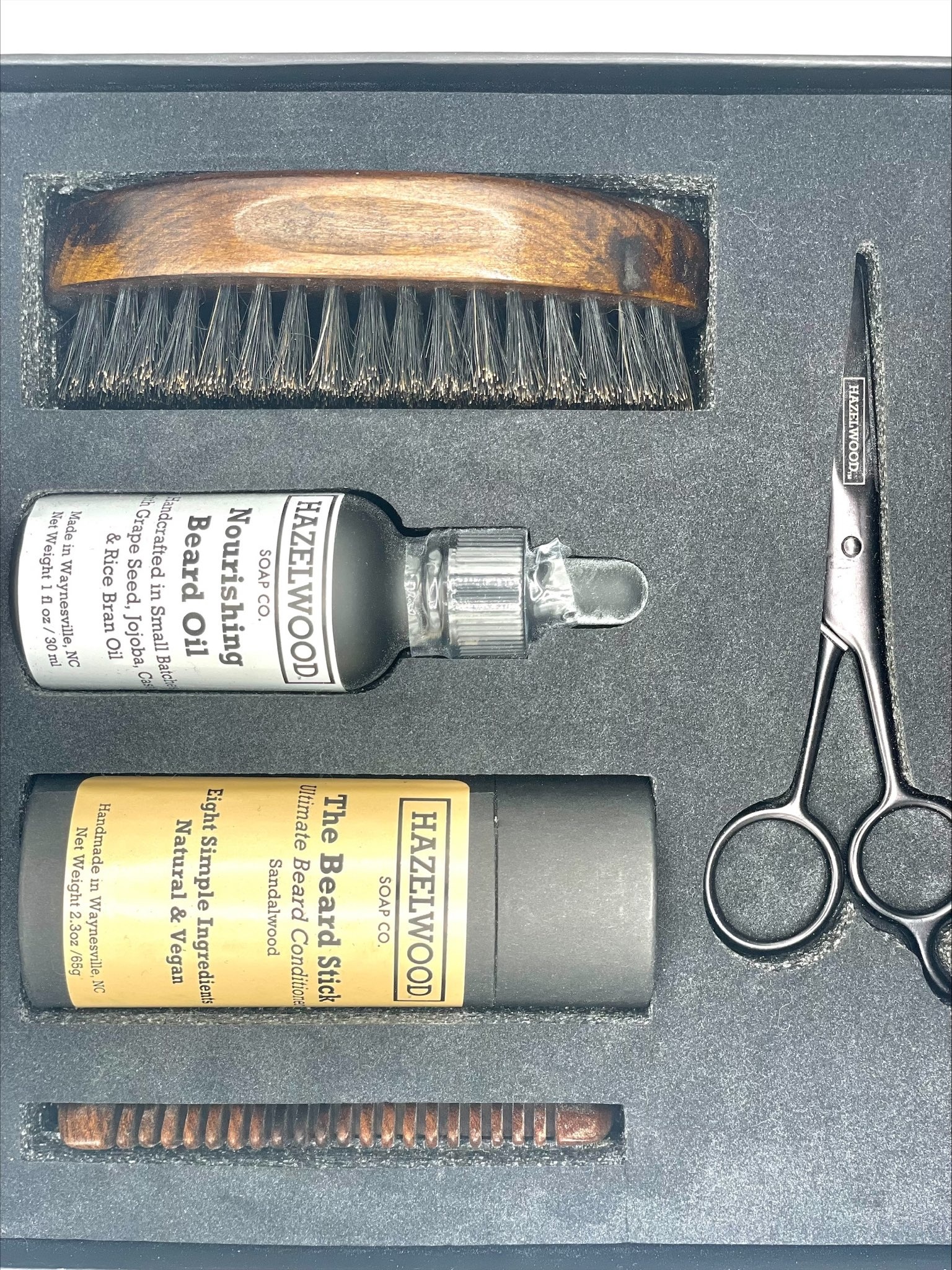 Beard Care Set- Brush - Black box