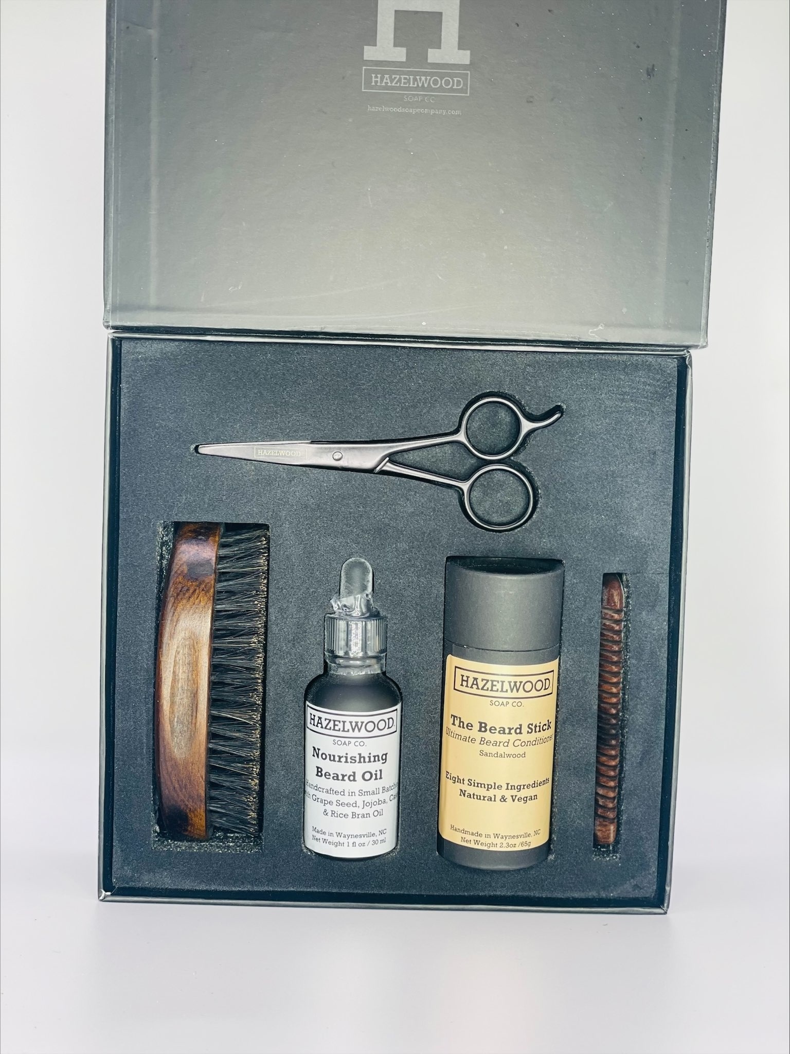Beard Care Set- Brush - Black box