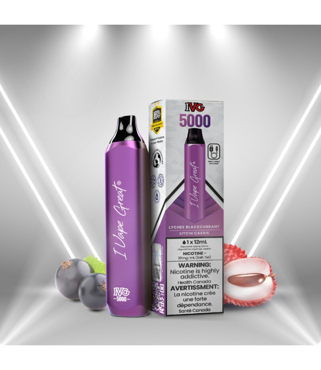 IVG 5000 DISPOSABLE VAPE LYCHEE BLACKCURRANT