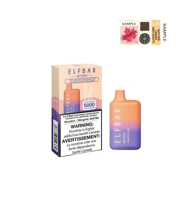 ELF BAR BC5000 PUFFS GRAPE RUSH 20MG single