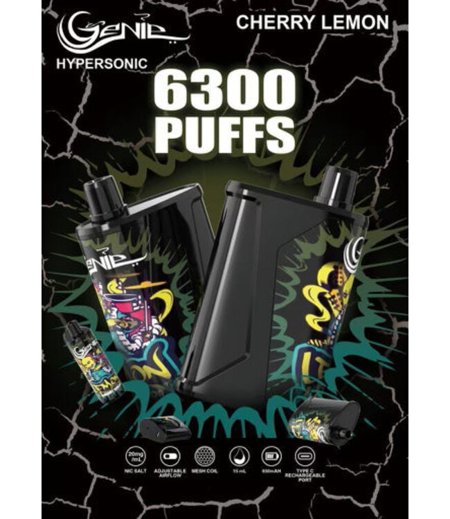 GENIE HYPERSONIC 6300 PUFFS CHERRY LEMON