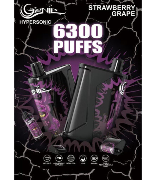 GENIE HYPERSONIC 6300 PUFFS STRAWBERRY GRAPE