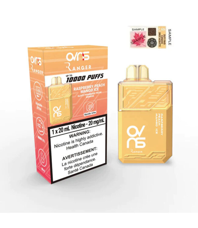 OVNS RANGER 10000 PUFFS  RASPBERRY PEACH MANGO ICE