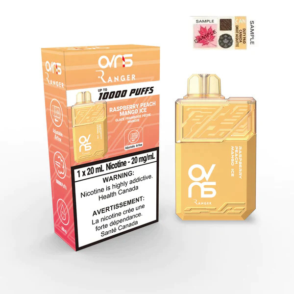 OVNS RANGER 10000 PUFFS RASPBERRY PEACH MANGO ICE