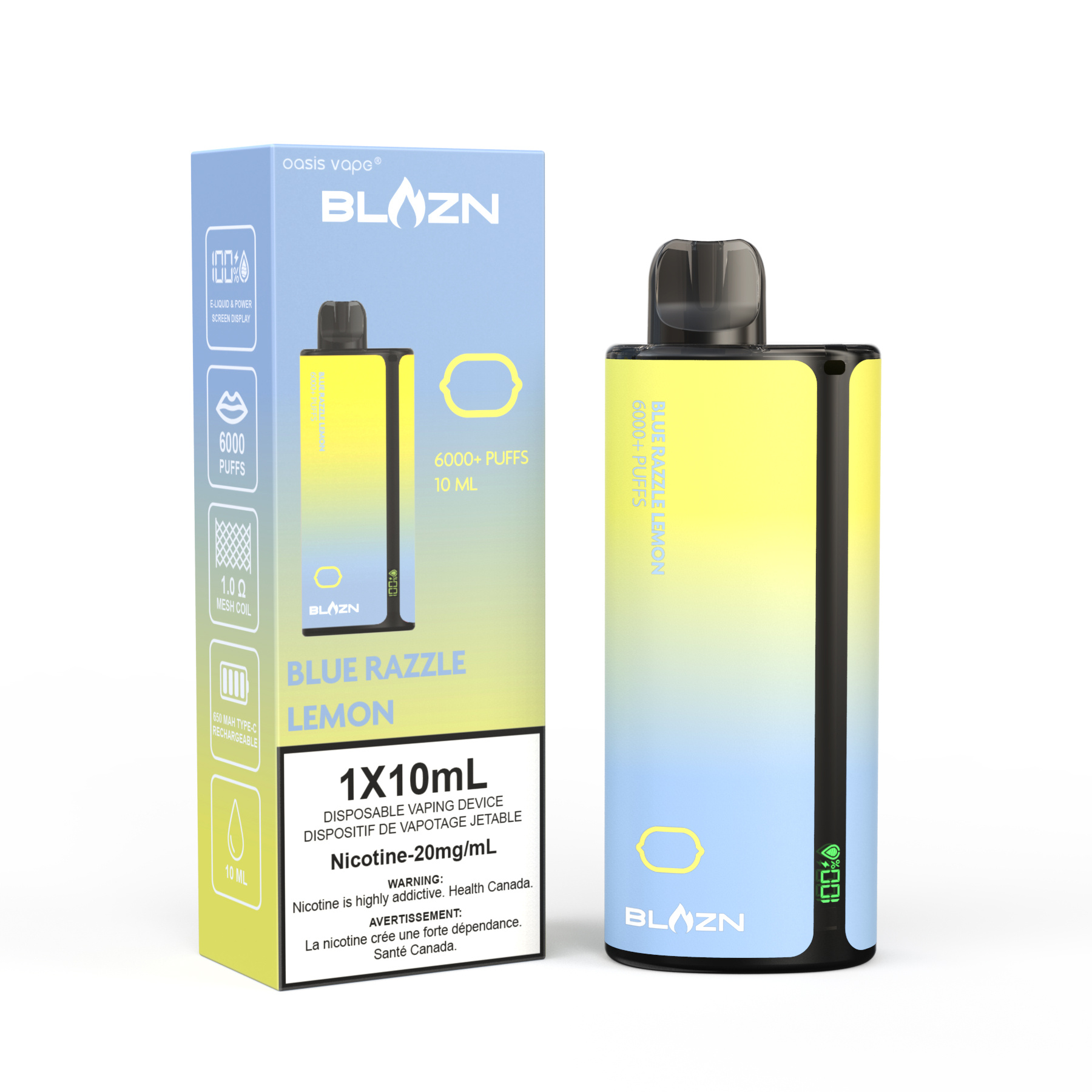 BLAZN 6000+ PUFFS BLUE RAZZLE LEMON