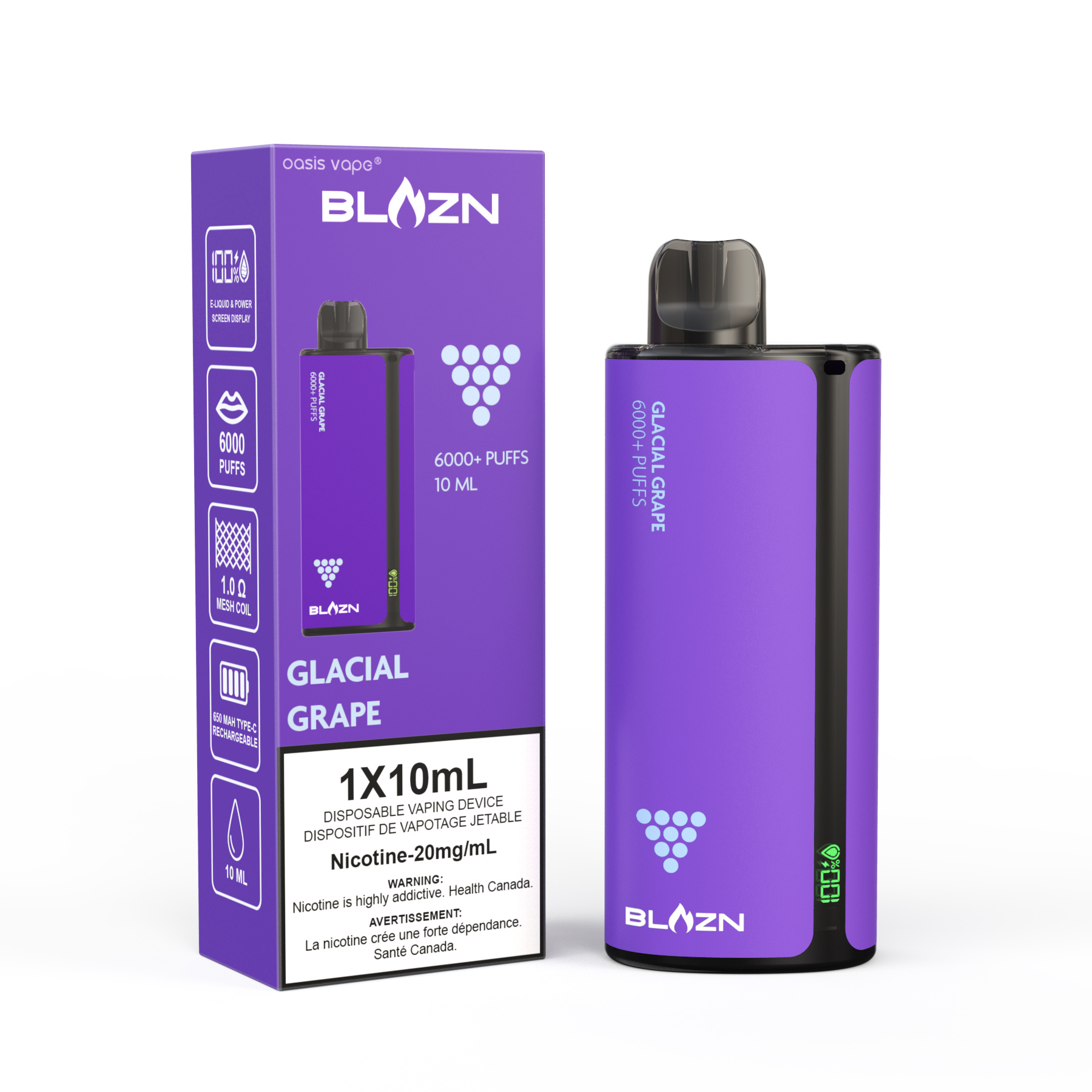 BLAZN 6000+ PUFFS GLACIAL GRAPE