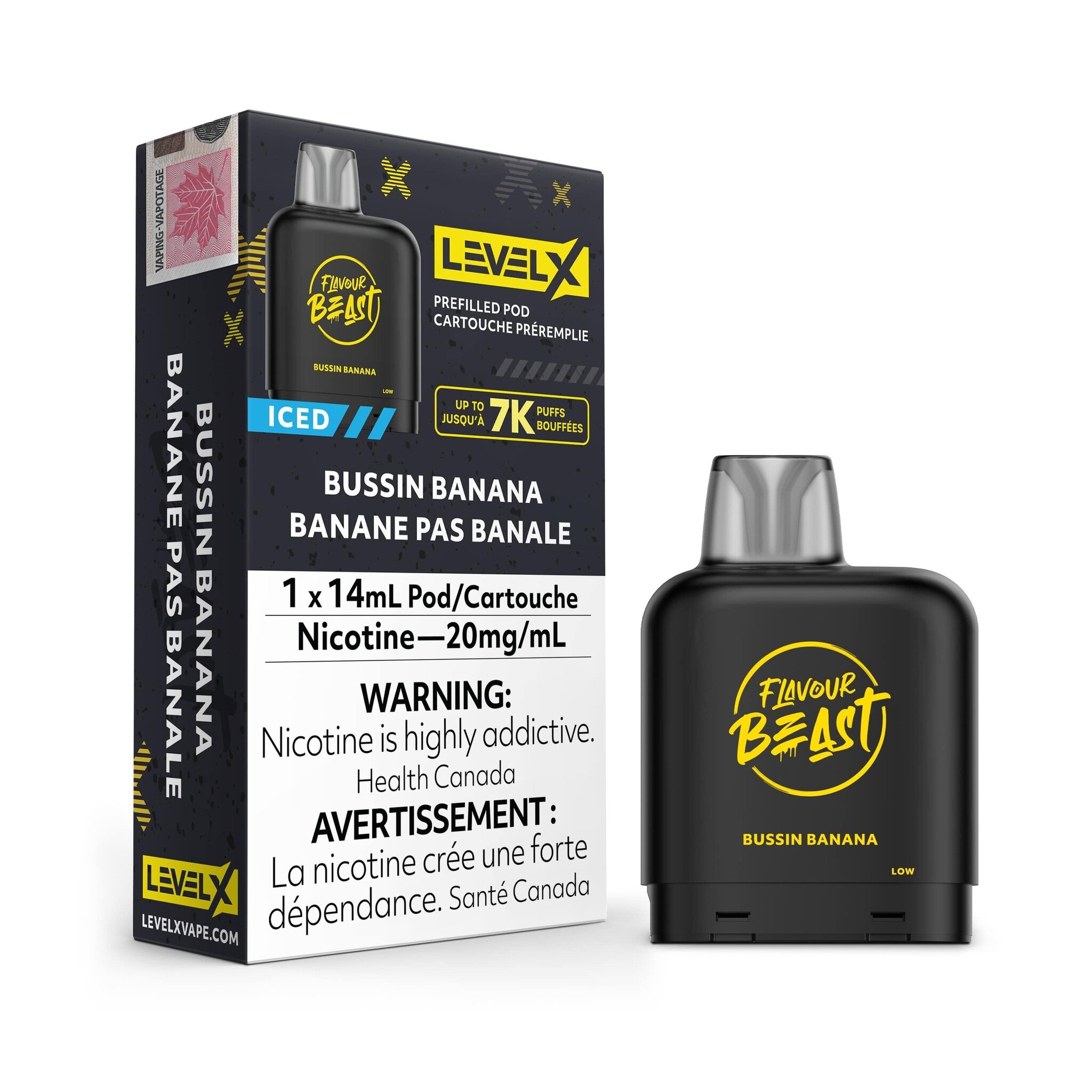 FLAVOUR BEAST LEVEL X PREFILLED PODS BUSSIN BANANA 7k puffs