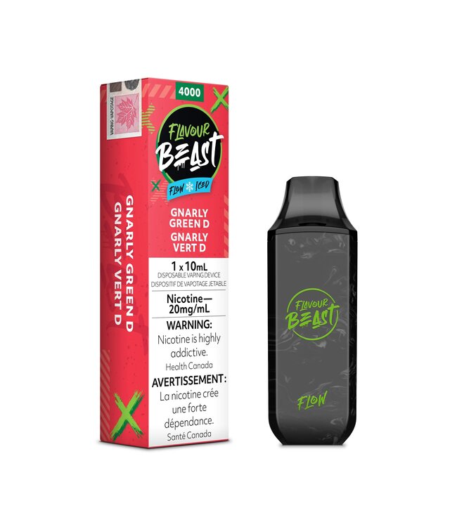 FLAVOUR BEAST 4000 PUFFS GNARLY GREEN D (GREEN DEW) ICED