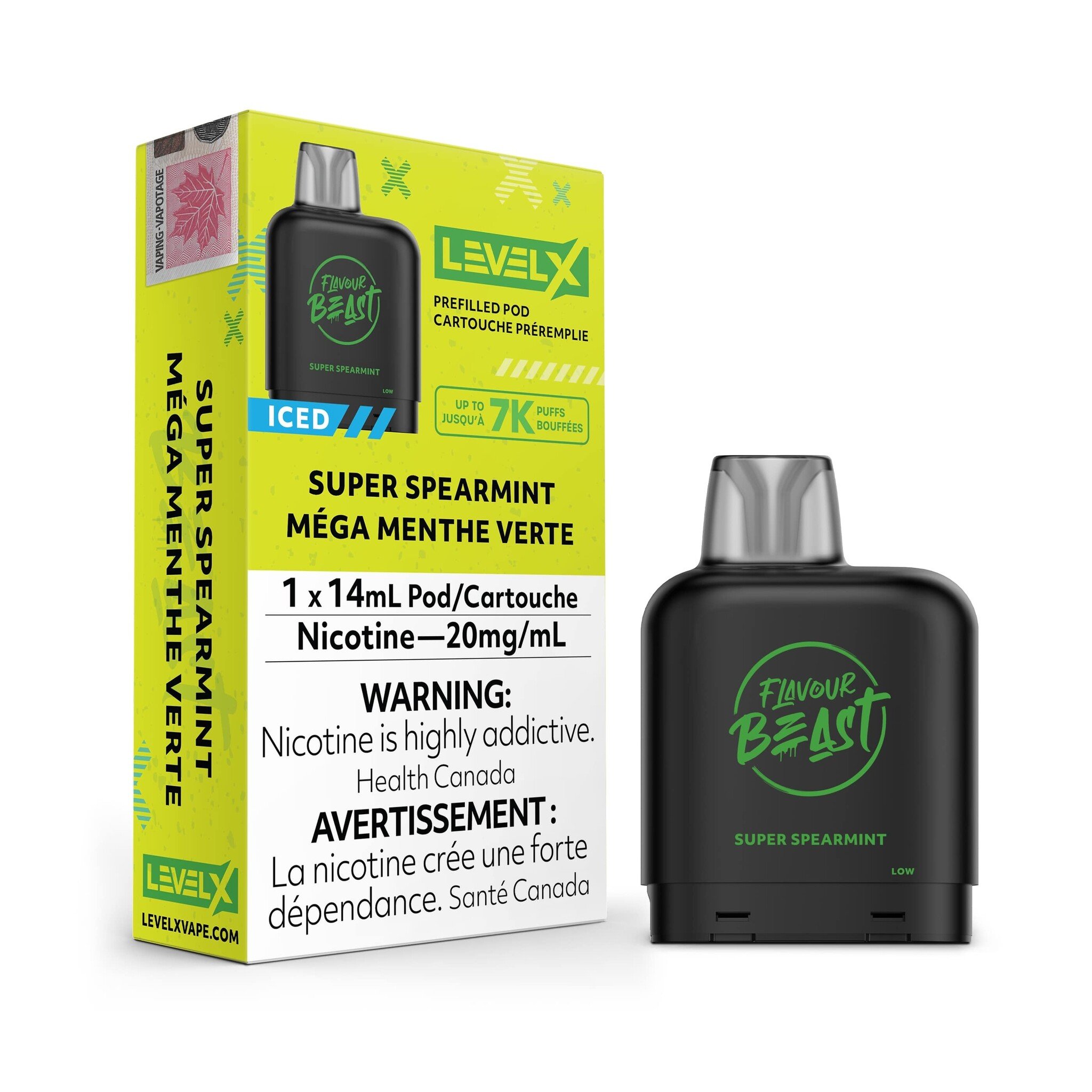 FLAVOUR BEAST LEVEL X PREFILLED PODS SUPER SPEARMINT 7k puffs