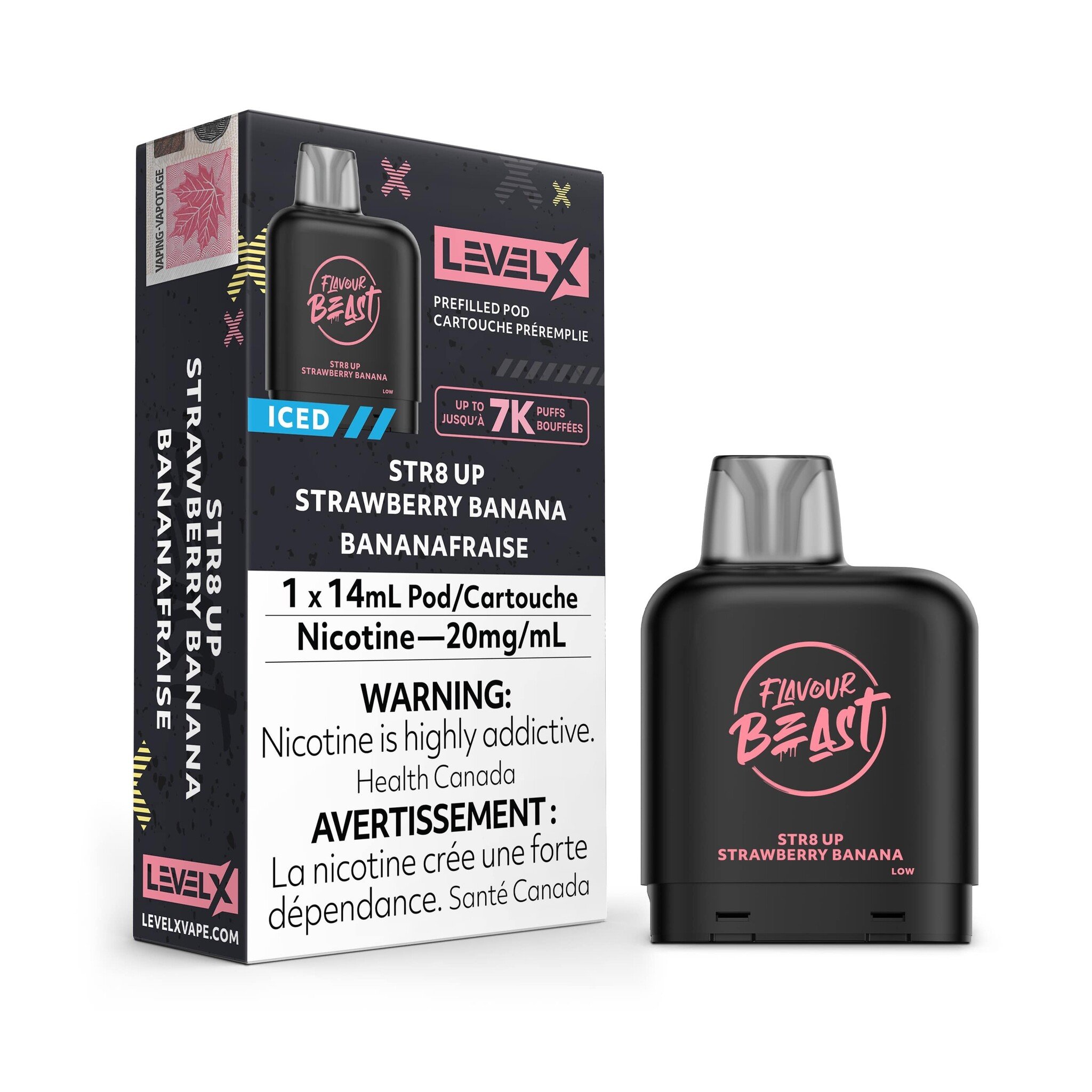 FLAVOUR BEAST LEVEL X PREFILLED PODS STR8 UP STRAWBERRY BANANA 7k puffs