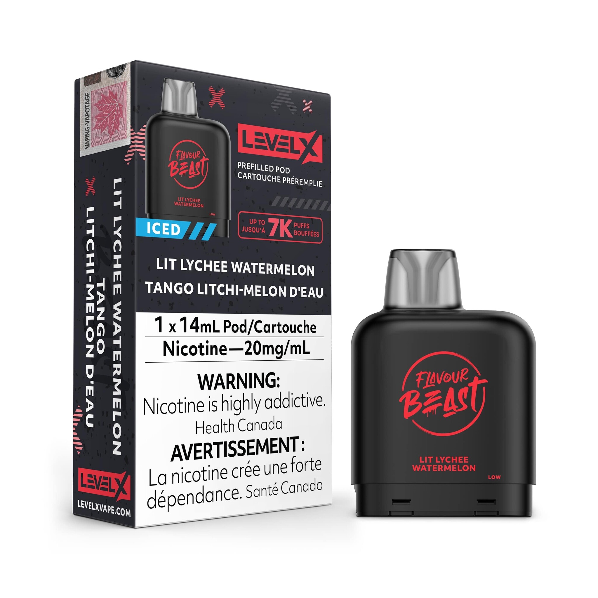 FLAVOUR BEAST LEVEL X PREFILLED PODS LIT LYCHEE WATERMELON 7k puffs