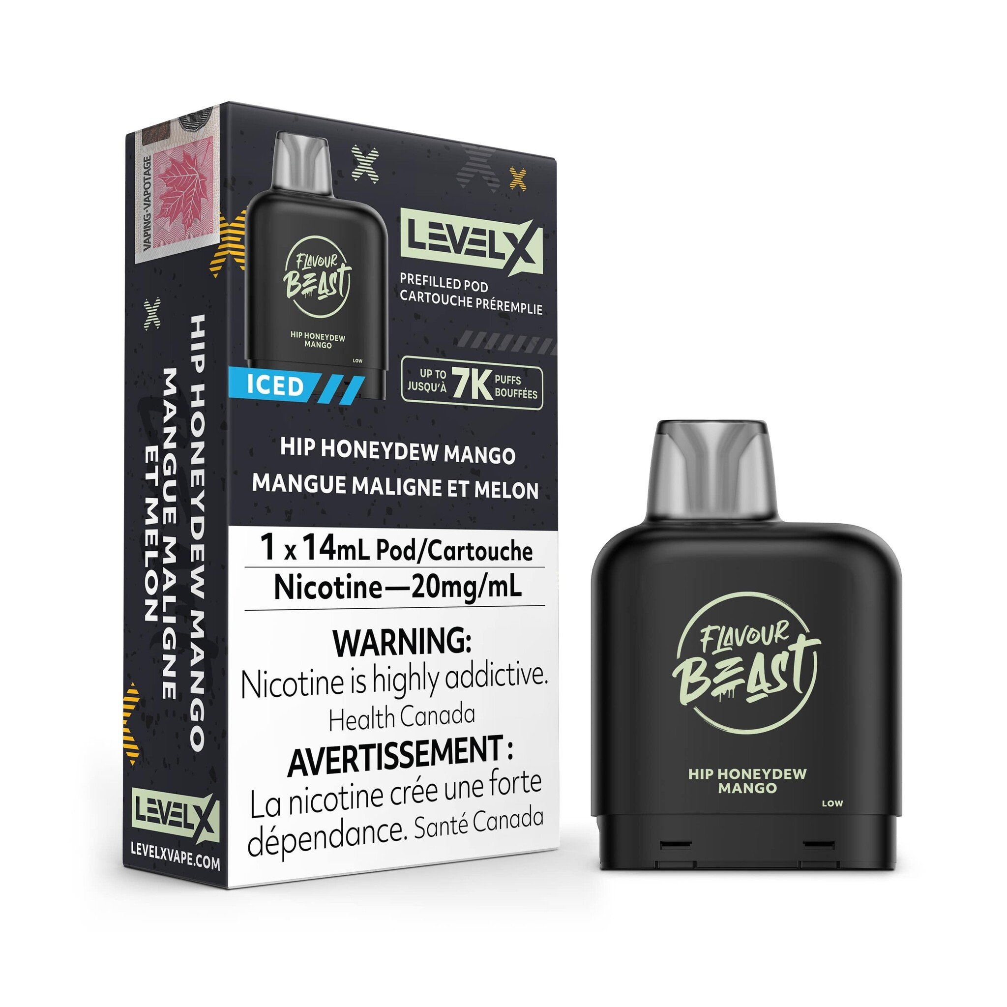 FLAVOUR BEAST LEVEL X PREFILLED PODS HIP HONEYDEW MANGO 7k puffs