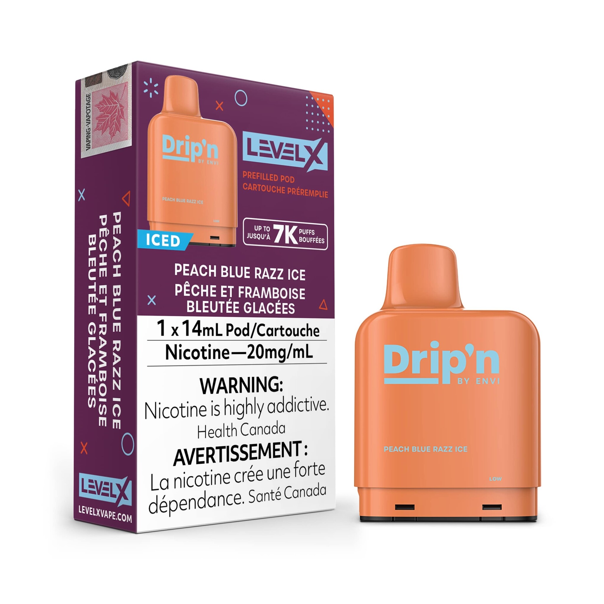 Level X Drip'n Pod Peach Blue Razz Ice 7k puffs