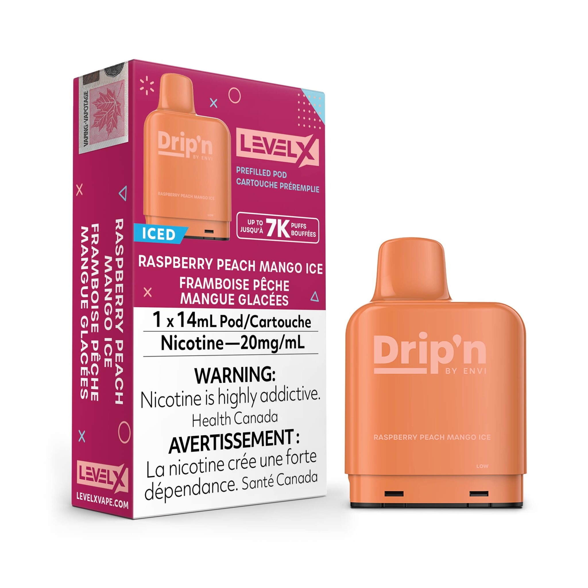 Level X Drip'n Pod Raspberry Peach Mango Ice 7k puffs