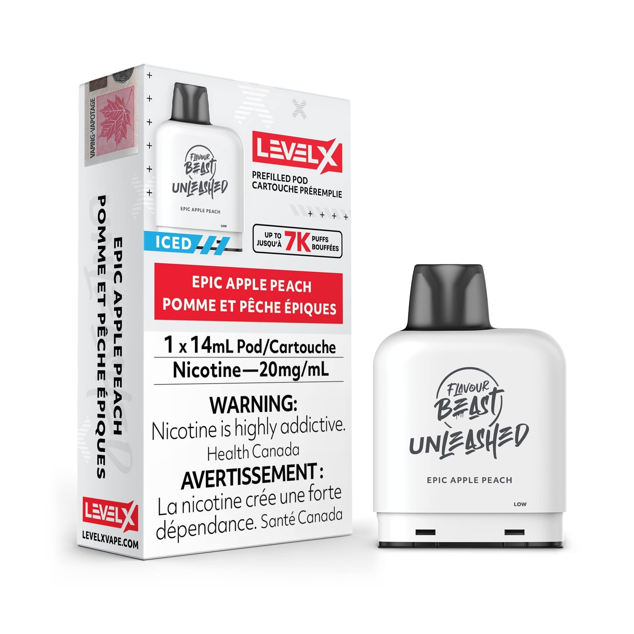 Flavour Beast Level X Unleashed Pod 14mL Epic Apple Peach 20MG 7k puffs