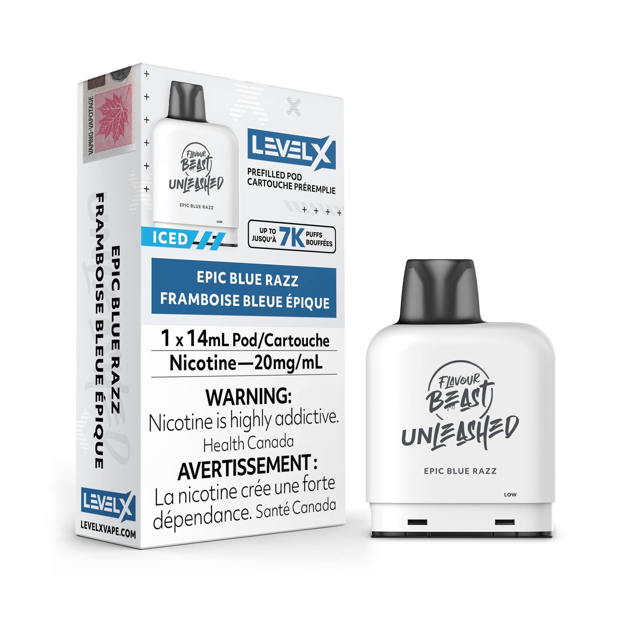 Flavour Beast Level X Unleashed Pod 14mL Epic Blue Razz 20MG 7k puffs