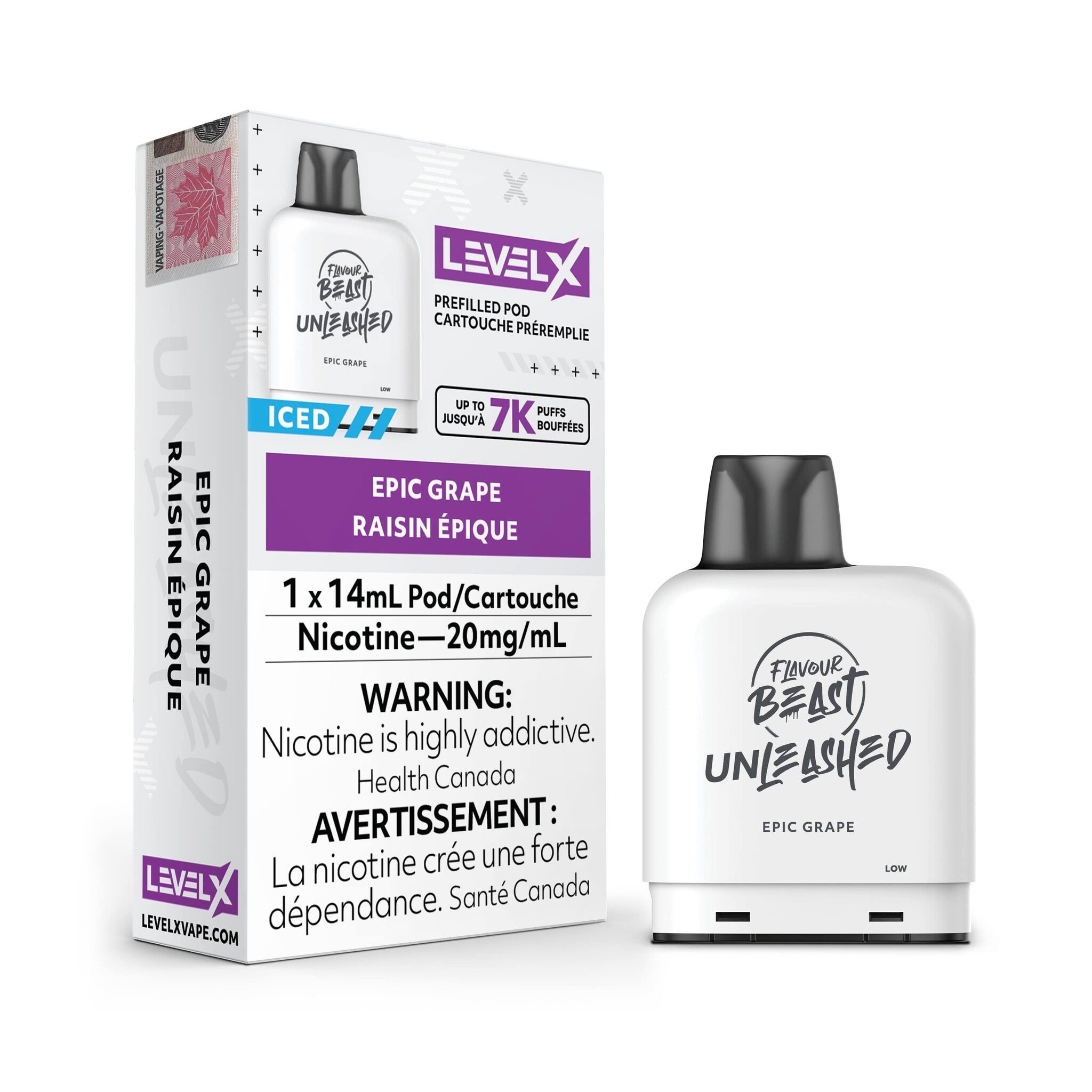 Flavour Beast Level X Unleashed Pod 14mL Epic Grape 20MG 7k puffs