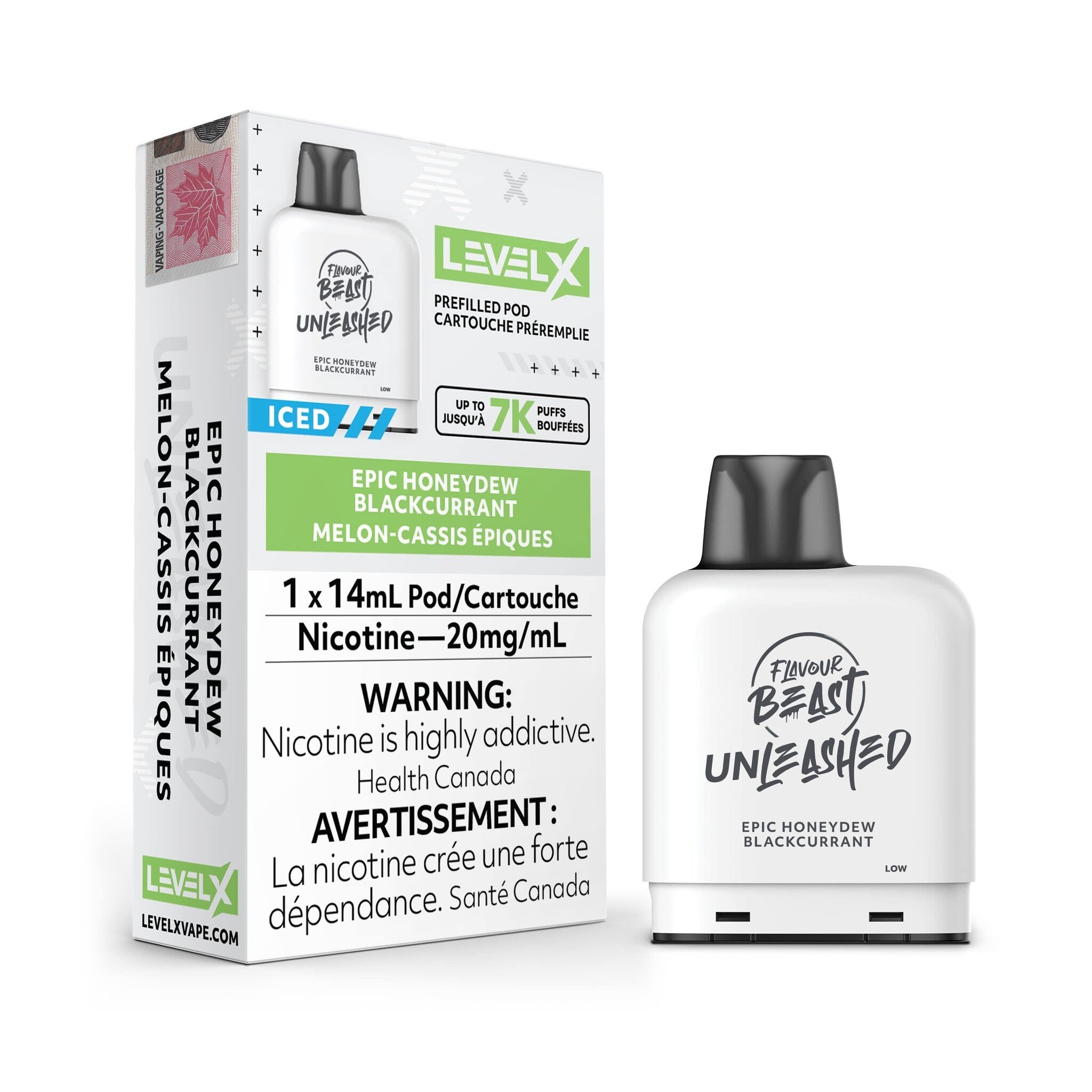 Flavour Beast Level X Unleashed Pod 14mL Epic Honeydew Blackcurrant 20MG 7k puffs