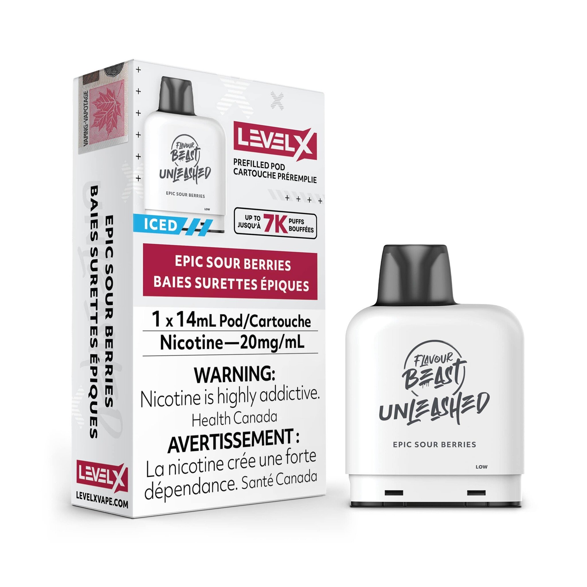 Flavour Beast Level X Unleashed Pod 14mL Epic Sour Berries 20MG 7k puffs