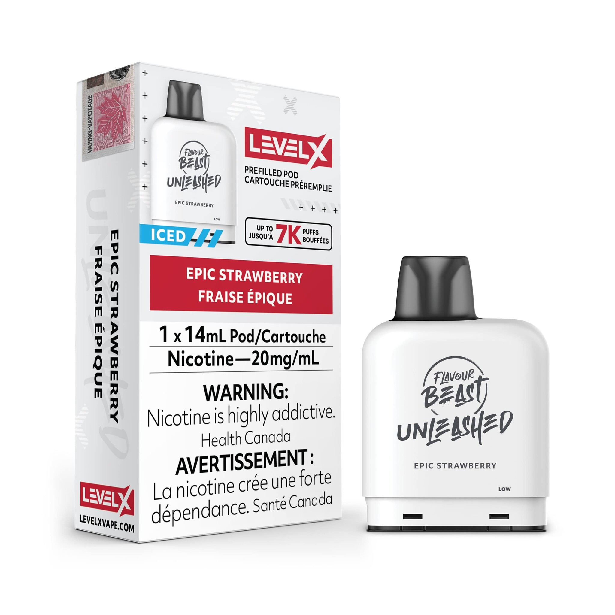Flavour Beast Level X Unleashed Pod 14mL Epic Strawberry 20MG 7k puffs