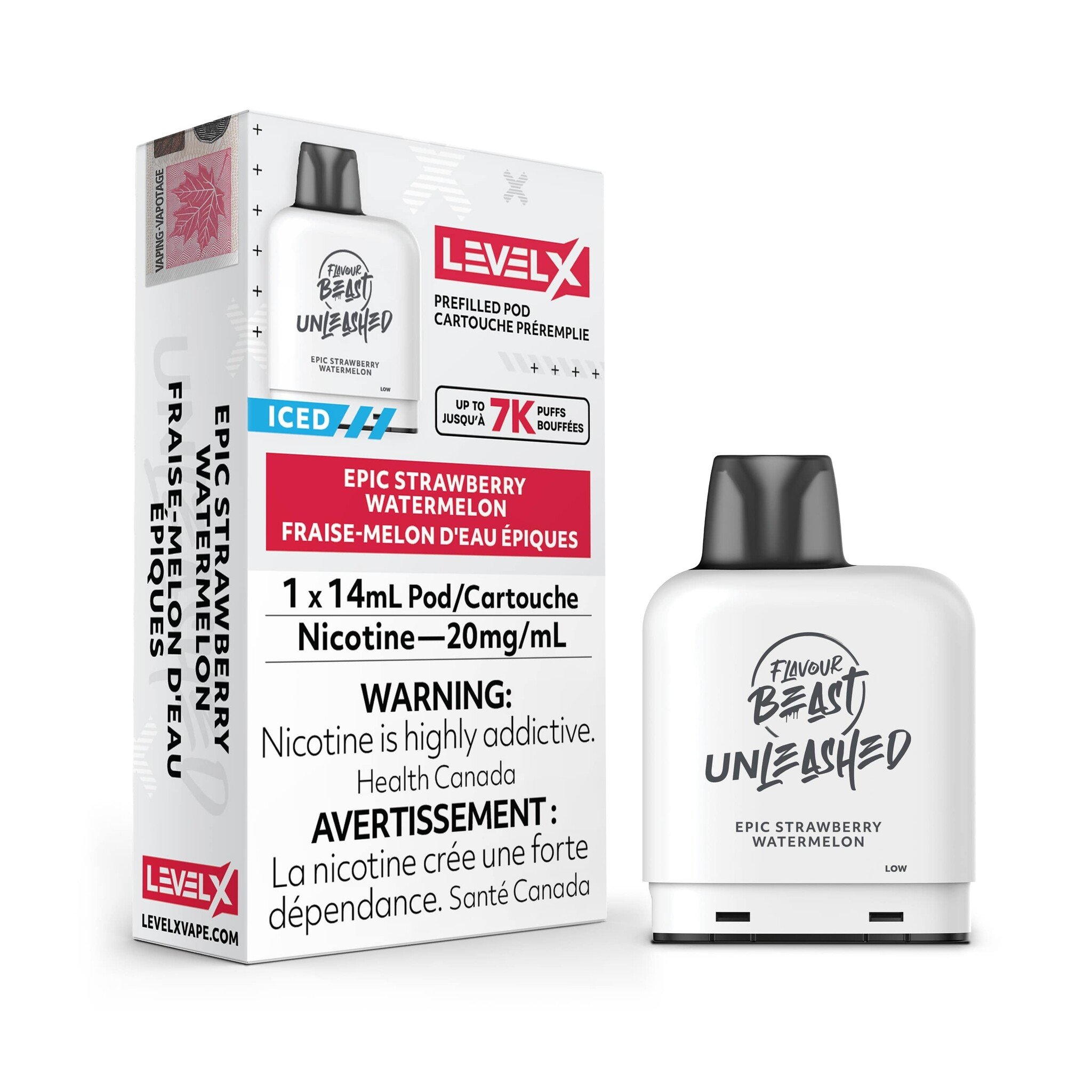Flavour Beast Level X Unleashed Pod 14mL Epic Strawberry Watermelon 20MG 7k puffs