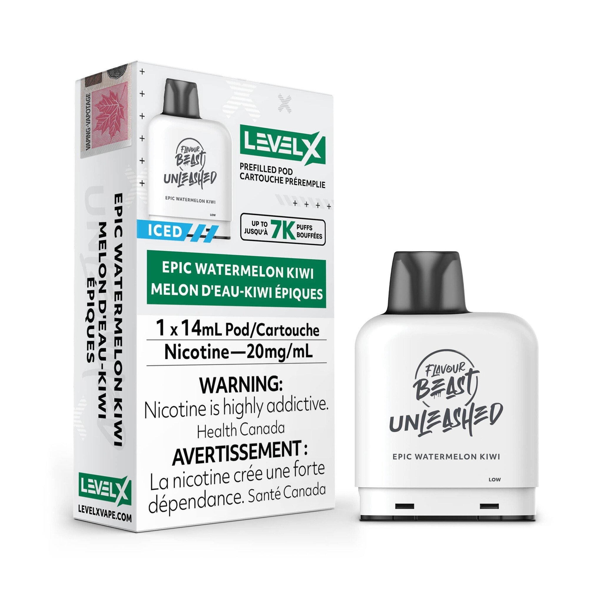 Flavour Beast Level X Unleashed Pod 14mL Epic Watermelon Kiwi 20MG 7k puffs