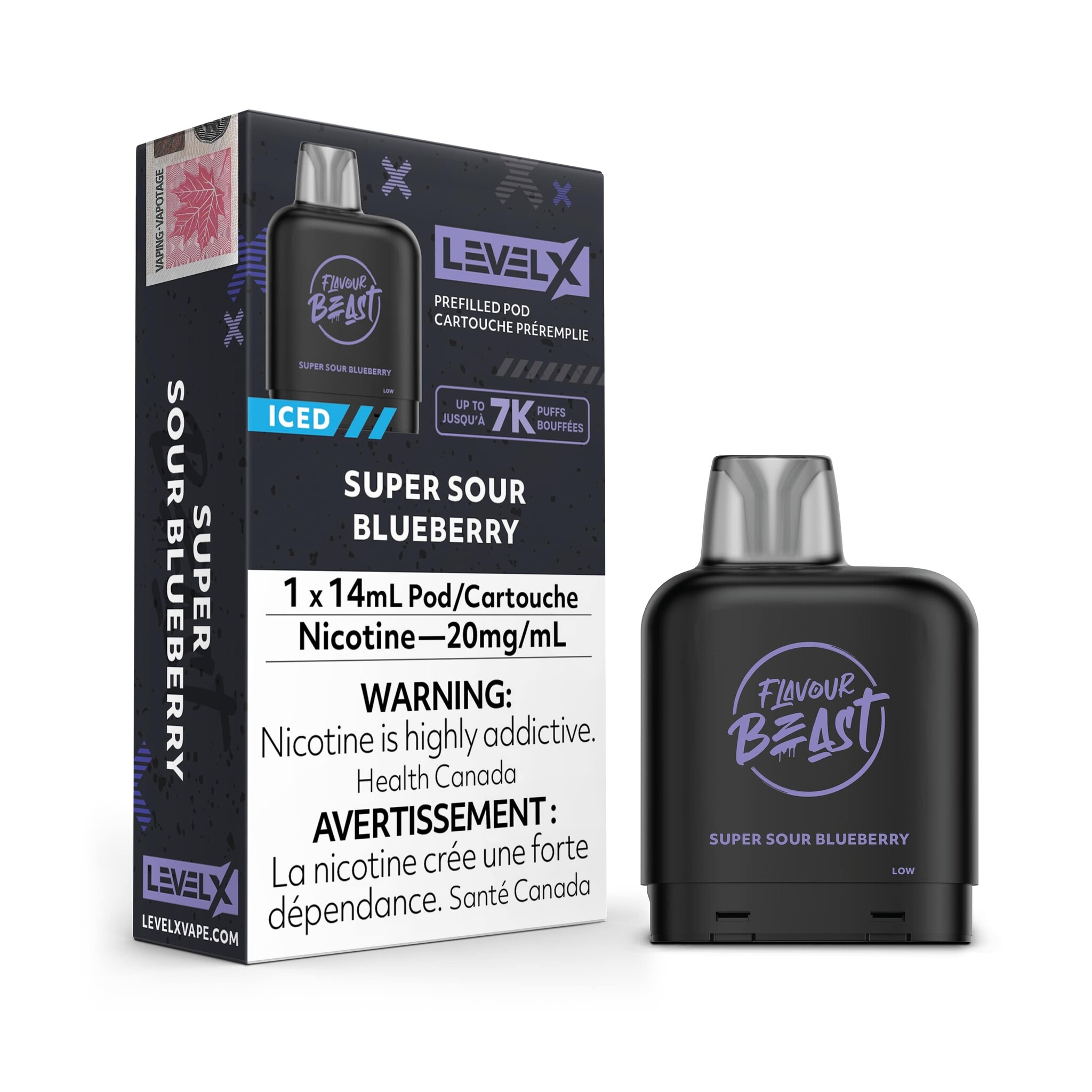 FLAVOUR BEAST LEVEL X PREFILLED PODS SUPER SOUR BLUEBERRY 7k puffs