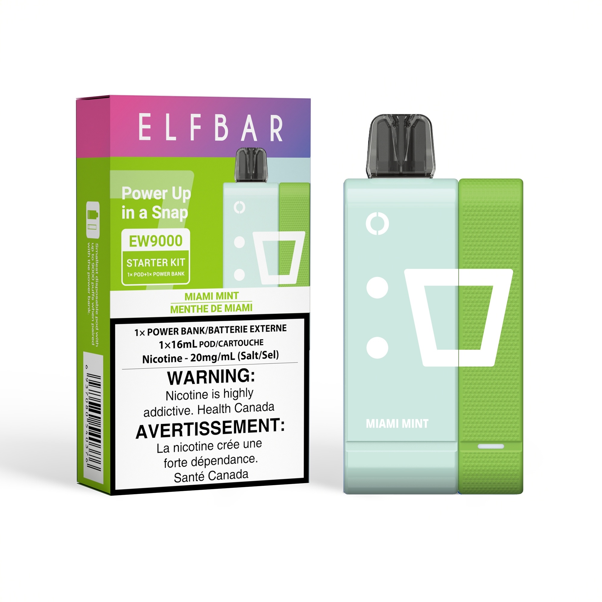 ELF BAR SNAP EW9000 STARTER KIT MIAMI MINT - Lucky Vape