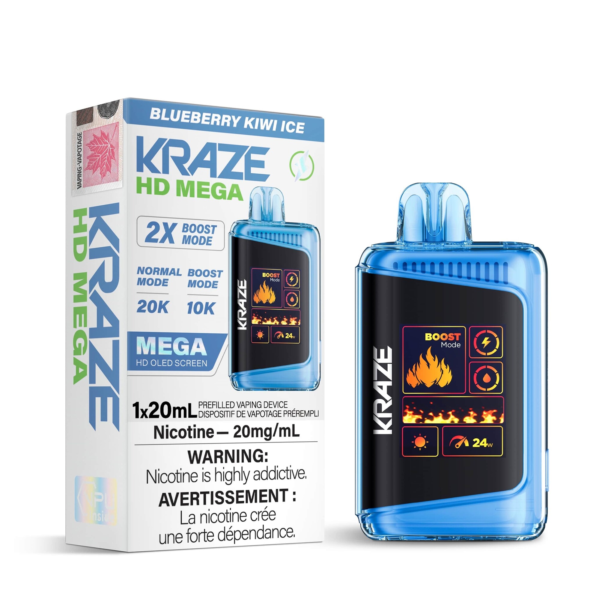 KRAZE MEGA 20K BLUEBERRY KIWI ICE