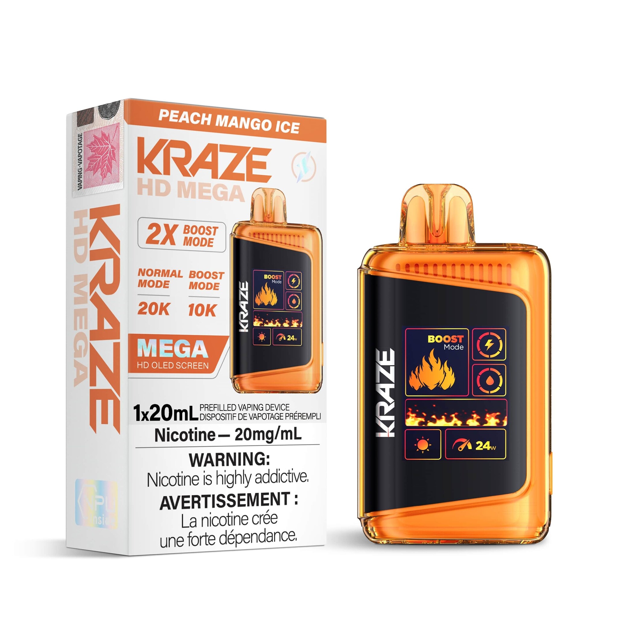 KRAZE MEGA 20K PEACH MANGO ICE