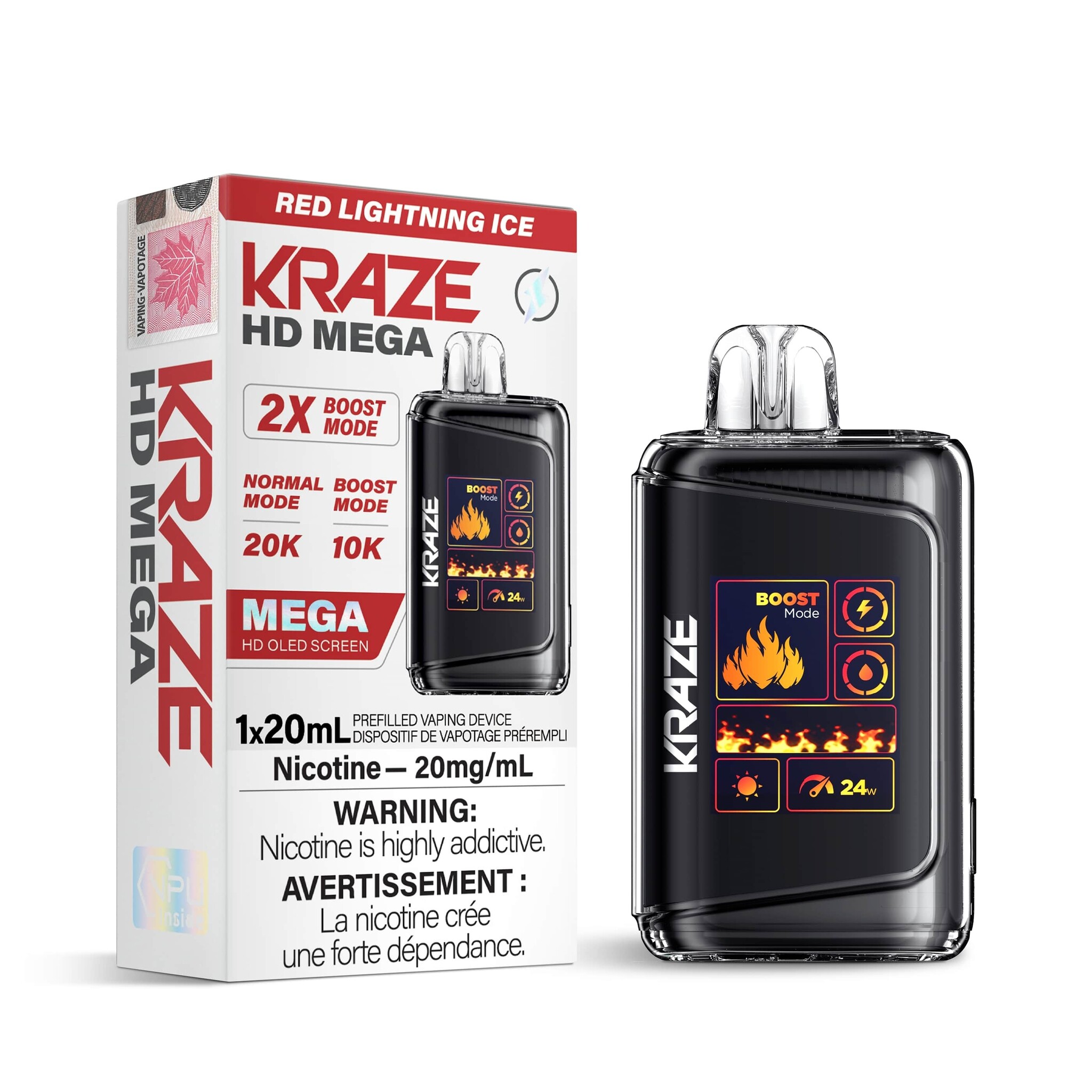 KRAZE MEGA 20K RED LIGHTNING ICE