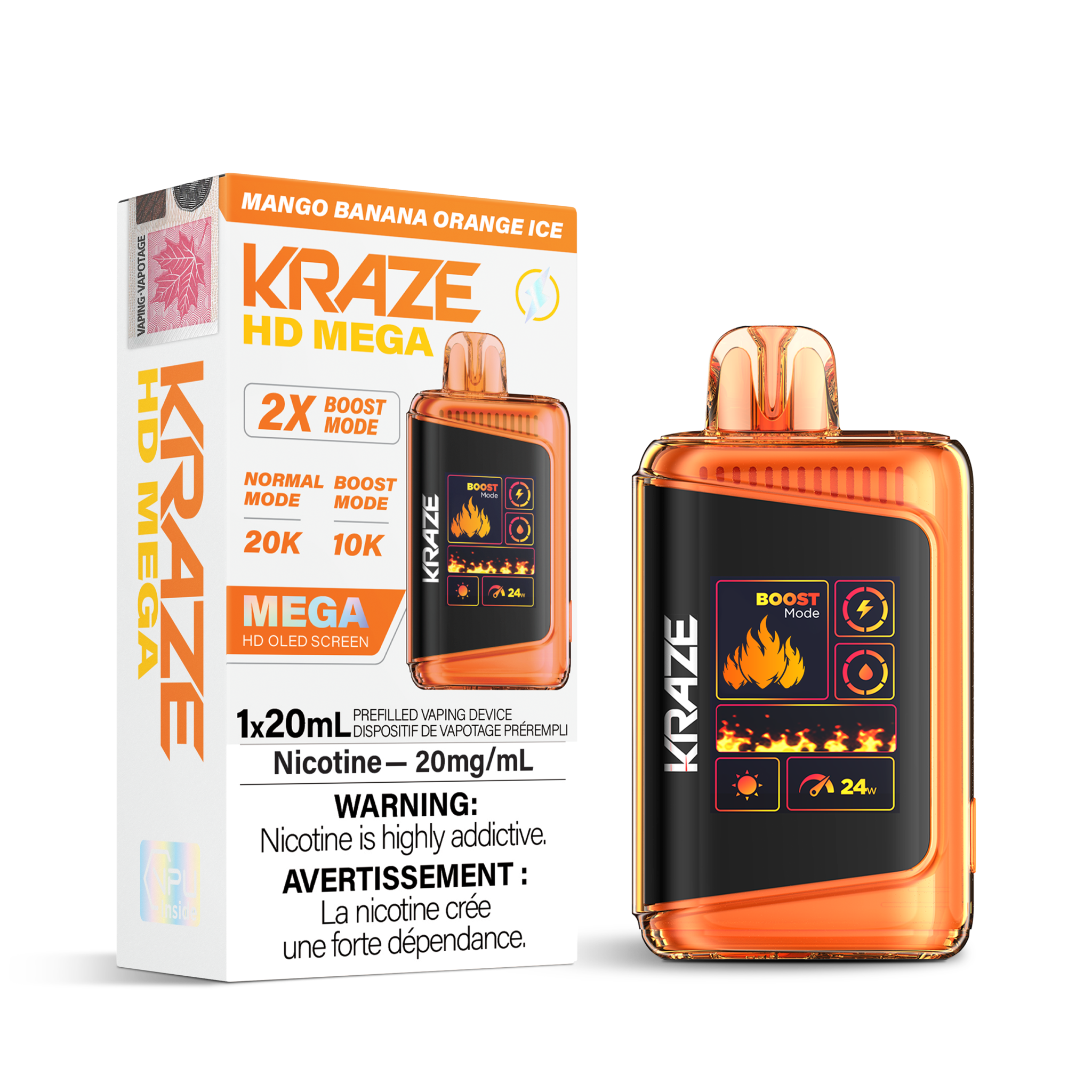 KRAZE MEGA 20K MANGO BANANA ORANGE ICE