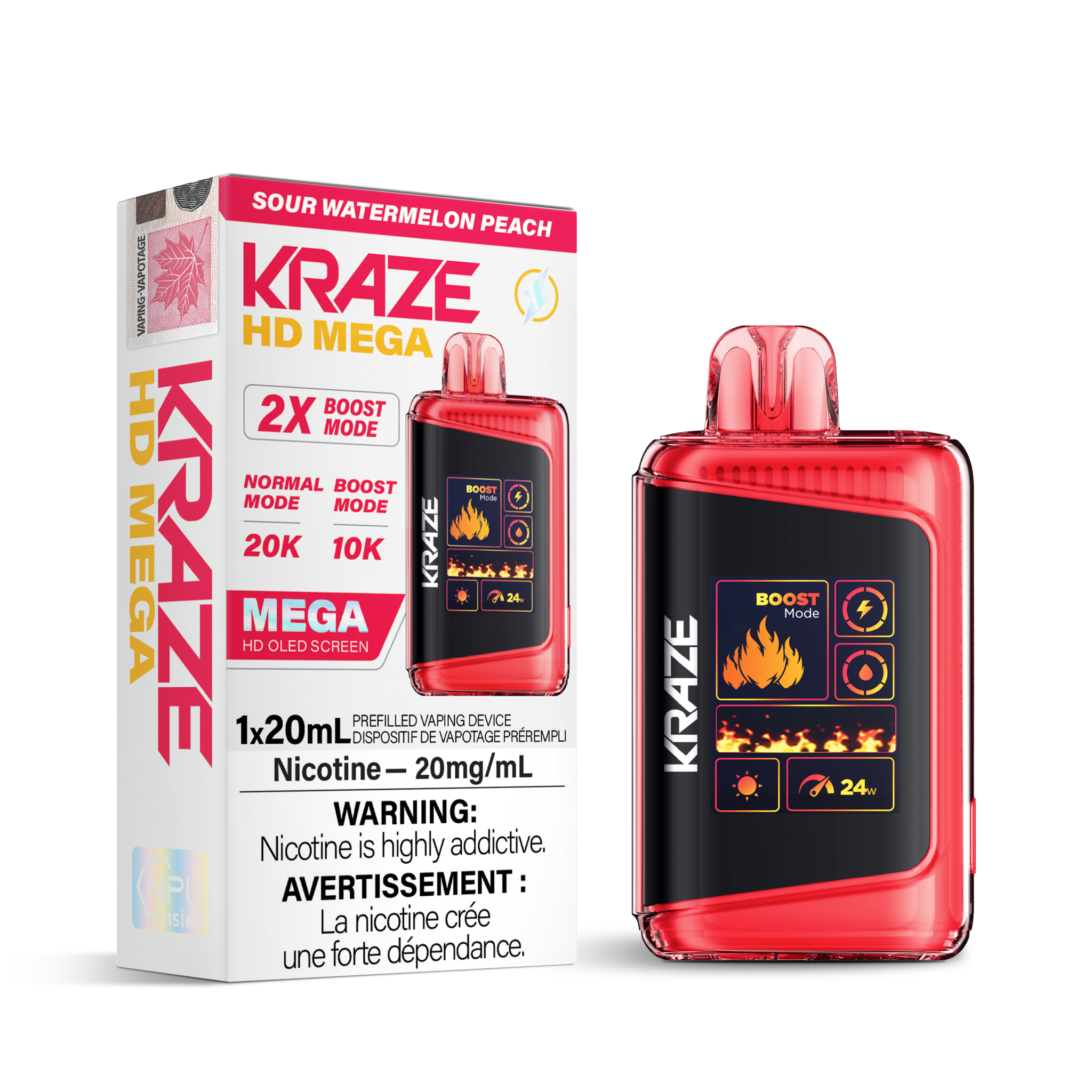KRAZE MEGA 20K SOUR WATERMELON PEACH