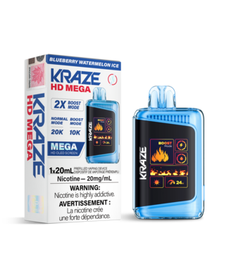 KRAZE HD MEGA 20K ON BLUEBERRY WATERMELON ICE
