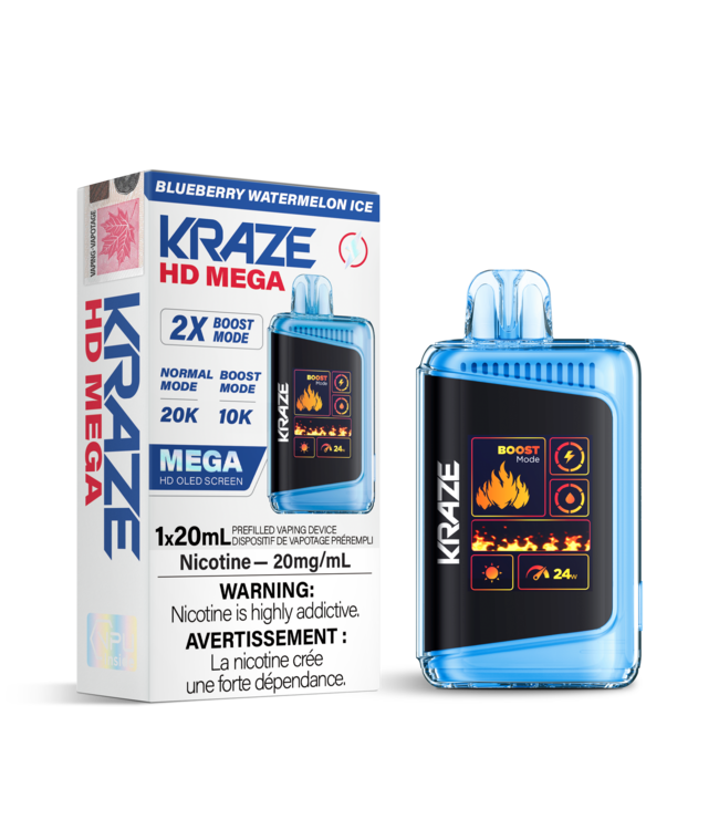 KRAZE HD MEGA 20K ON BLUEBERRY WATERMELON ICE