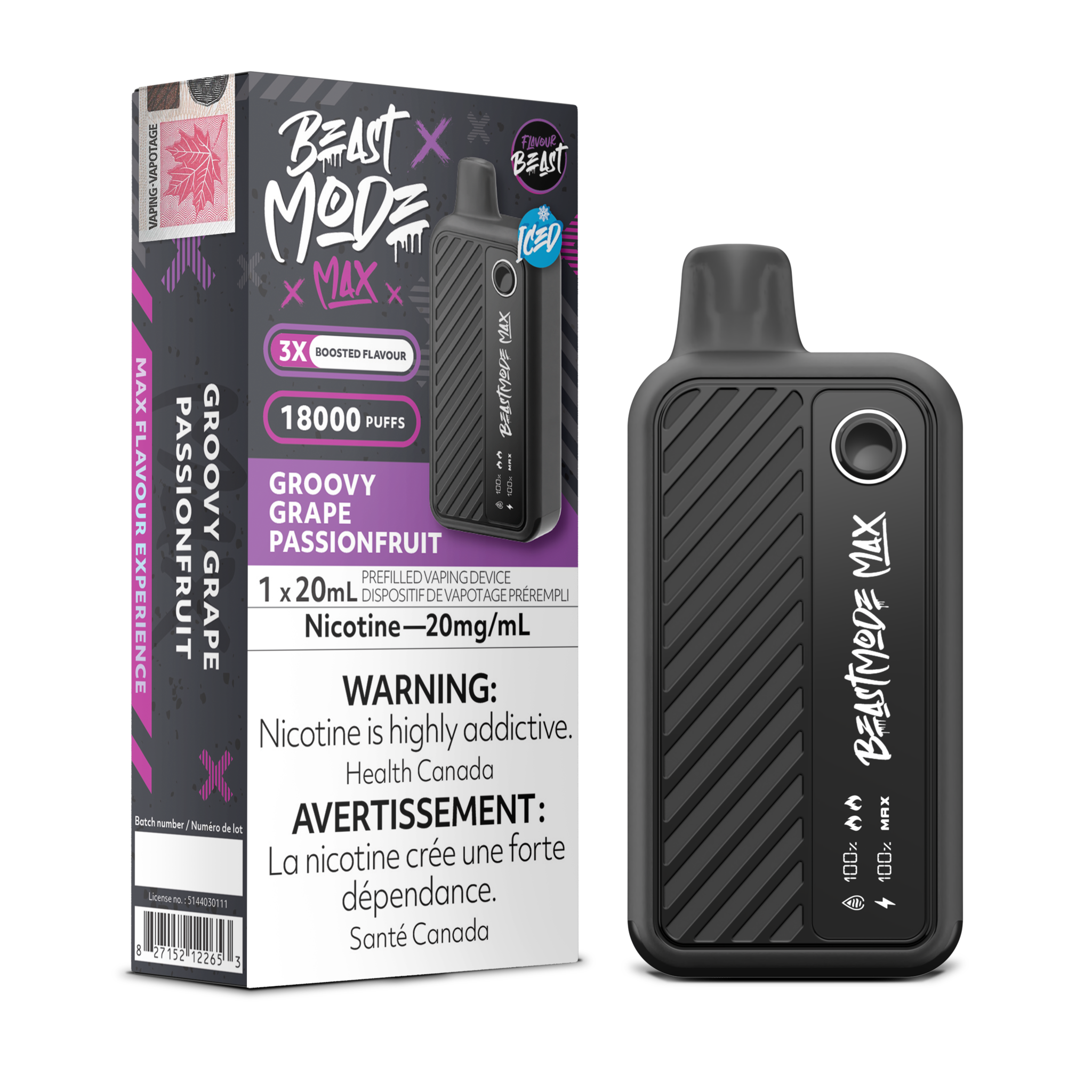 FLAVOUR BEAST BEAST MODE MAX 18K ON GROOVY GRAPE PASSIONFRUIT