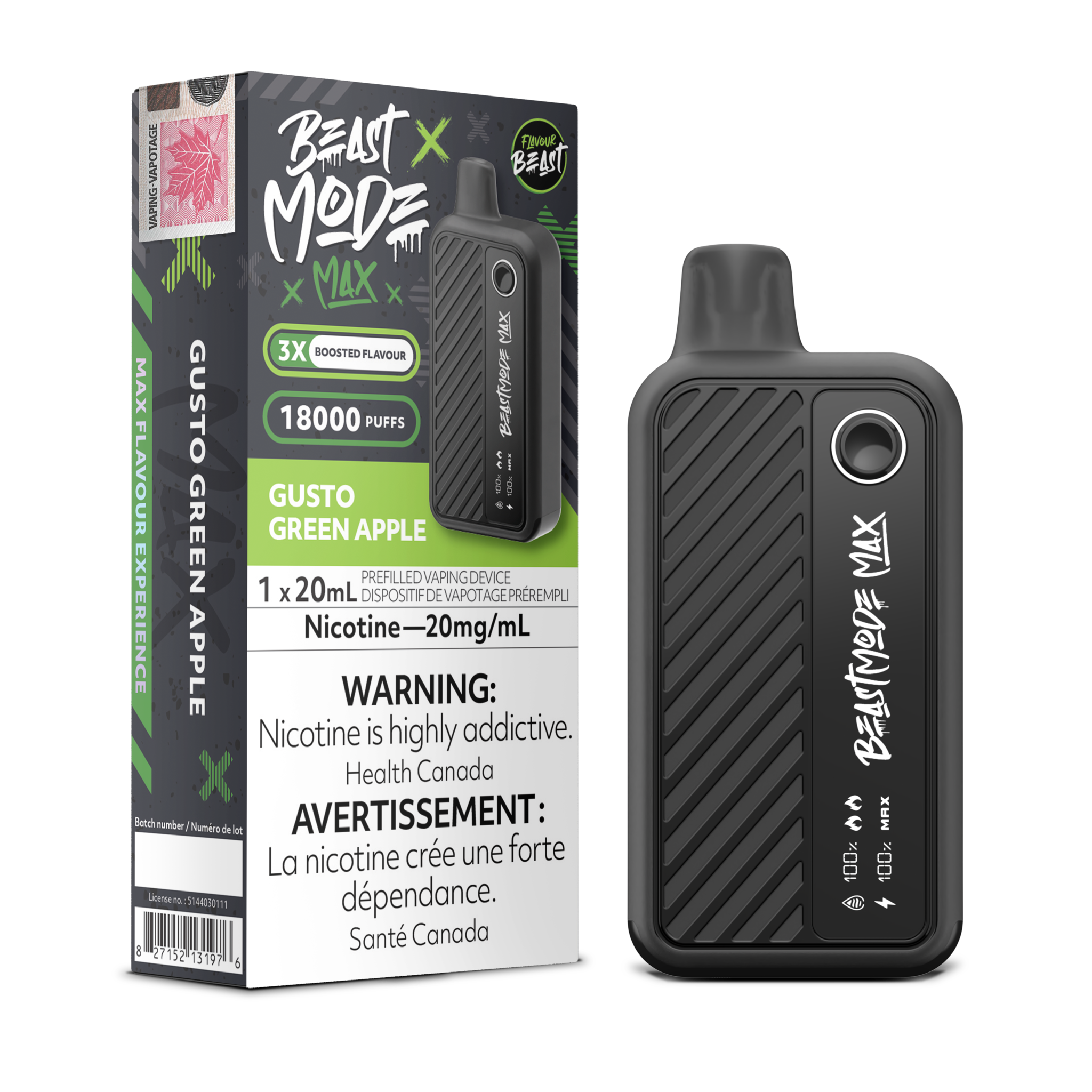 FLAVOUR BEAST BEAST MODE MAX 18K ON GUSTO GREEN APPLE