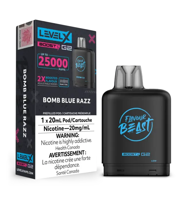LEVEL X FLAVOUR BEAST POD 25K ON BOMB BLUE RAZZ