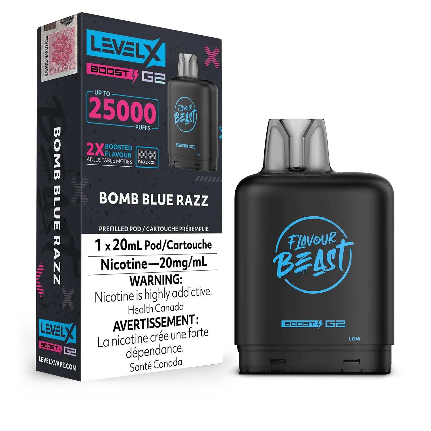 LEVEL X FLAVOUR BEAST POD 25K ON BOMB BLUE RAZZ