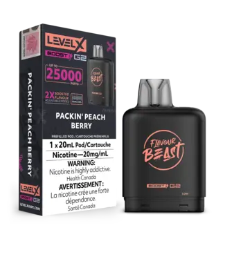FLAVOUR BEAST LEVEL X LEVEL X FLAVOUR BEAST POD 25K ON PACKIN' PEACH BERRY